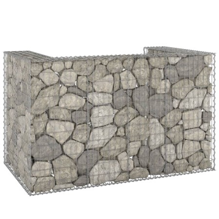 Muro gaviones para contenedor basura galvanizado 180x100x110 cm de , Soportes para contenedores de residuos - Ref: Foro24-151...