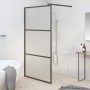 Accessible shower screen with frosted black tempered glass 115x195 cm by , Shower walls and screens - Ref: Foro24-151879, Pri...