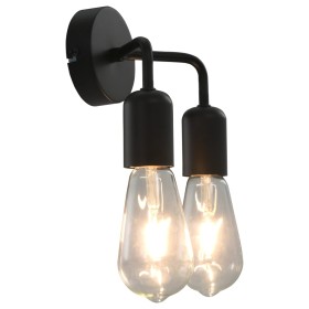 Wandleuchte mit 2 W schwarzen E27-Glühbirnen von vidaXL, Lampen - Ref: Foro24-281419, Preis: 33,99 €, Rabatt: %