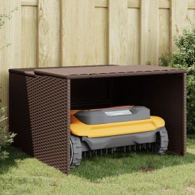 Synthetic brown rattan robot lawnmower shed 86x90x52/57 cm by , Lawn Mower Covers - Ref: Foro24-365405, Price: 138,23 €, Disc...