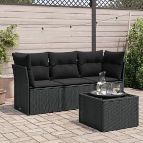 Set mit 4 Gartensofas mit Kissen Kunstrattan schwarz von , Gartensets - Ref: Foro24-3249054, Preis: 291,99 €, Rabatt: %