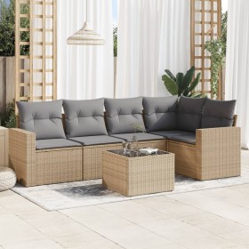 Garden sofa set with 6-piece synthetic rattan beige cushions by , Garden sets - Ref: Foro24-3218929, Price: 400,99 €, Discoun...