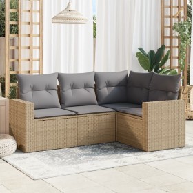 Garden sofa set with 4-piece synthetic rattan beige cushions by , Garden sets - Ref: Foro24-3218899, Price: 303,88 €, Discoun...