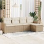 Gartensofa-Set mit Kissen, 5-teilig, beiges synthetisches Rattan von , Gartensets - Ref: Foro24-3218878, Preis: 367,40 €, Rab...