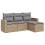 Garden sofa set with cushions 4 pieces beige synthetic rattan by , Modular outdoor sofas - Ref: Foro24-3251206, Price: 326,03...