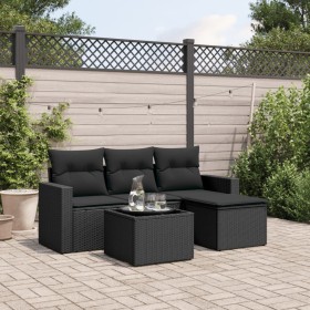 5-piece garden furniture set with black synthetic rattan cushions by , Modular outdoor sofas - Ref: Foro24-3251212, Price: 37...