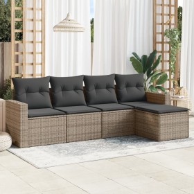 Juego de sofás jardín con cojines 5 pzas ratán sintético gris de , Sofás modulares de exterior - Ref: Foro24-3251227, Precio:...