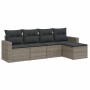 Set Gartensofas mit Kissen 5 Stück synthetisches Rattangrau von , Modulare Sofas für den Außenbereich - Ref: Foro24-3251227, ...