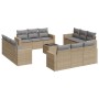 Set comedor de jardín con cojines 13 pzas ratán sintético beige de , Sofás modulares de exterior - Ref: Foro24-3251116, Preci...