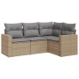 Gartensofa-Set mit Kissen, 4-teilig, beiges synthetisches Rattan von , Modulare Sofas für den Außenbereich - Ref: Foro24-3251...