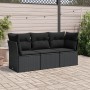 Garden sofa set with cushions 3 pieces black synthetic rattan by , Garden sets - Ref: Foro24-3249044, Price: 230,78 €, Discou...