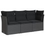 Gartensofa-Set mit Kissen, 3-teilig, schwarzes synthetisches Rattan von , Gartensets - Ref: Foro24-3249044, Preis: 230,78 €, ...