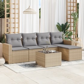 Garden sofa set with cushions 6 pieces beige synthetic rattan by , Garden sets - Ref: Foro24-3218889, Price: 380,65 €, Discou...