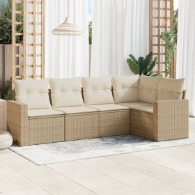 Gartensofa-Set mit Kissen, 5-teilig, beiges synthetisches Rattan von , Gartensets - Ref: Foro24-3218918, Preis: 455,50 €, Rab...