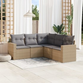 Garden sofa set with cushions 5 pieces beige synthetic rattan by , Garden sets - Ref: Foro24-3218939, Price: 360,19 €, Discou...