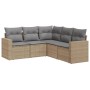 Gartensofa-Set mit Kissen, 5-teilig, beiges synthetisches Rattan von , Gartensets - Ref: Foro24-3218939, Preis: 360,19 €, Rab...