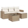 Garden sofa set with cushions 5 pieces beige synthetic rattan by , Garden sets - Ref: Foro24-3218868, Price: 366,53 €, Discou...