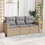 Gartensofa-Set mit beigen Kissen, 3-teilig, PE-Rattan von , Modulare Sofas für den Außenbereich - Ref: Foro24-3250996, Preis:...