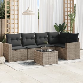 6-teiliges Gartenmöbel-Set und graue synthetische Rattankissen von , Gartensets - Ref: Foro24-3218930, Preis: 408,70 €, Rabat...