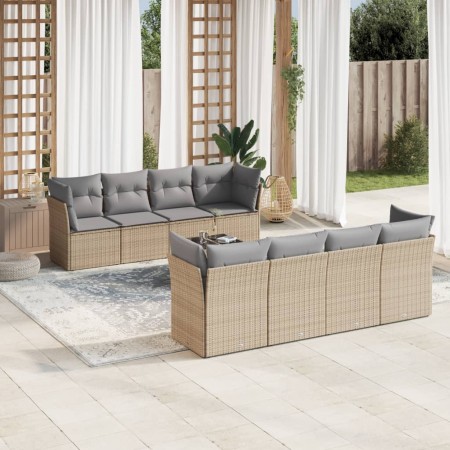 Set de sofás de jardín 9 pzas con cojines ratán sintético beige de , Conjuntos de jardín - Ref: Foro24-3249148, Precio: 636,7...