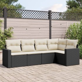 5-piece garden furniture set and black synthetic rattan cushions by , Modular outdoor sofas - Ref: Foro24-3251263, Price: 360...