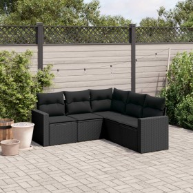 5-piece garden furniture set and black synthetic rattan cushions by , Modular outdoor sofas - Ref: Foro24-3251282, Price: 371...