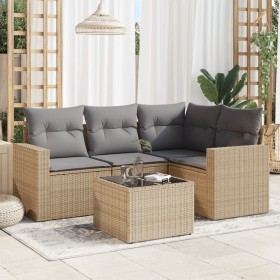 Gartensofa-Set mit Kissen, 5-teilig, beiges synthetisches Rattan von , Modulare Sofas für den Außenbereich - Ref: Foro24-3251...