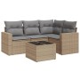 Garden sofa set with cushions 5 pieces beige synthetic rattan by , Modular outdoor sofas - Ref: Foro24-3251256, Price: 415,10...