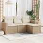 Gartensofa-Set mit Kissen, 4-teilig, beiges synthetisches Rattan von , Gartensets - Ref: Foro24-3218858, Preis: 308,63 €, Rab...