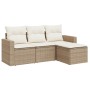 Gartensofa-Set mit Kissen, 4-teilig, beiges synthetisches Rattan von , Gartensets - Ref: Foro24-3218858, Preis: 308,63 €, Rab...