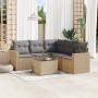 Gartensofa-Set mit Kissen, 6-teilig, beiges synthetisches Rattan von , Gartensets - Ref: Foro24-3218949, Preis: 418,99 €, Rab...