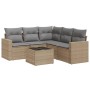 Gartensofa-Set mit Kissen, 6-teilig, beiges synthetisches Rattan von , Gartensets - Ref: Foro24-3218949, Preis: 418,99 €, Rab...