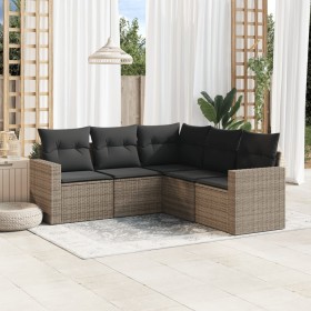 Gartensofa-Set mit Kissen, 5-teilig, graues synthetisches Rattan von , Gartensets - Ref: Foro24-3218940, Preis: 341,45 €, Rab...