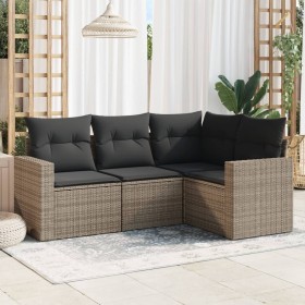 4-teilige Gartensofagarnitur und graue synthetische Rattankissen von , Gartensets - Ref: Foro24-3218900, Preis: 296,52 €, Rab...