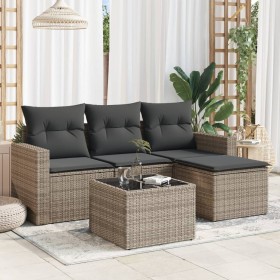 Gartensofa-Set mit Kissen, 5-teilig, graues synthetisches Rattan von , Gartensets - Ref: Foro24-3218870, Preis: 331,41 €, Rab...