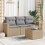 Garden sofa set with cushions 4 pieces beige synthetic rattan by , Modular outdoor sofas - Ref: Foro24-3251006, Price: 339,21...