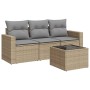 Gartensofa-Set mit Kissen, 4-teilig, beiges synthetisches Rattan von , Modulare Sofas für den Außenbereich - Ref: Foro24-3251...