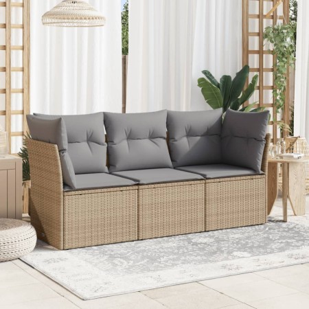 Gartensofa-Set mit beigen Kissen, 3-teilig, PE-Rattan von , Gartensets - Ref: Foro24-3249048, Preis: 205,03 €, Rabatt: %