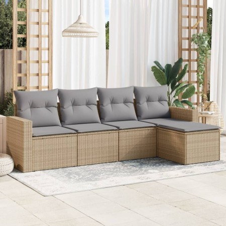 Gartensofa-Set mit Kissen, 5-teilig, beiges synthetisches Rattan von , Modulare Sofas für den Außenbereich - Ref: Foro24-3251...