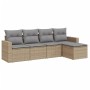 Gartensofa-Set mit Kissen, 5-teilig, beiges synthetisches Rattan von , Modulare Sofas für den Außenbereich - Ref: Foro24-3251...