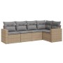 Garden sofa set with cushions 5 pieces beige synthetic rattan by , Modular outdoor sofas - Ref: Foro24-3251266, Price: 428,39...