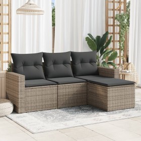 4-teilige Gartensofagarnitur und graue synthetische Rattankissen von , Gartensets - Ref: Foro24-3218860, Preis: 260,73 €, Rab...