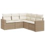 Gartensofa-Set mit Kissen, 5-teilig, beiges synthetisches Rattan von , Gartensets - Ref: Foro24-3218938, Preis: 454,96 €, Rab...