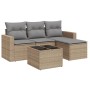 Garden sofa set with cushions 5 pieces beige synthetic rattan by , Garden sets - Ref: Foro24-3218869, Price: 328,35 €, Discou...