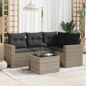 Gartensofa-Set mit Kissen, 5-teilig, graues synthetisches Rattan von , Gartensets - Ref: Foro24-3218910, Preis: 371,80 €, Rab...