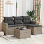 Gartensofa-Set mit Kissen, 5-teilig, graues synthetisches Rattan von , Modulare Sofas für den Außenbereich - Ref: Foro24-3251...