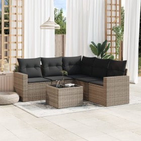 6-piece garden furniture set and gray synthetic rattan cushions by , Garden sets - Ref: Foro24-3218950, Price: 409,06 €, Disc...