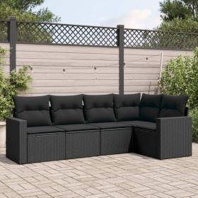 5-piece garden furniture set and black synthetic rattan cushions by , Modular outdoor sofas - Ref: Foro24-3251262, Price: 371...