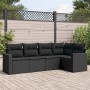 5-teiliges Gartenmöbel-Set und schwarze synthetische Rattankissen von , Modulare Sofas für den Außenbereich - Ref: Foro24-325...