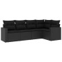 5-teiliges Gartenmöbel-Set und schwarze synthetische Rattankissen von , Modulare Sofas für den Außenbereich - Ref: Foro24-325...